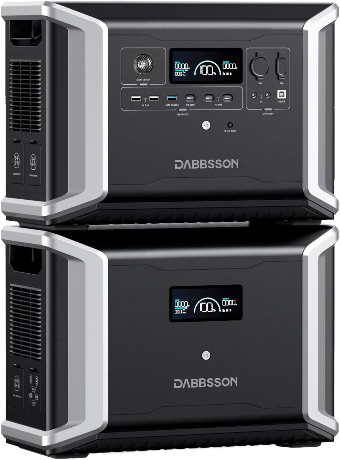 Dabbsson 5.33 kWh Expandable Power Station DBS2300 with DBS3000B Extra Battery, 5 X 2200W AC Outlets, 1800W Solar Input Solar Generator for Home Backup, Emergency, RV Outdoor Camping