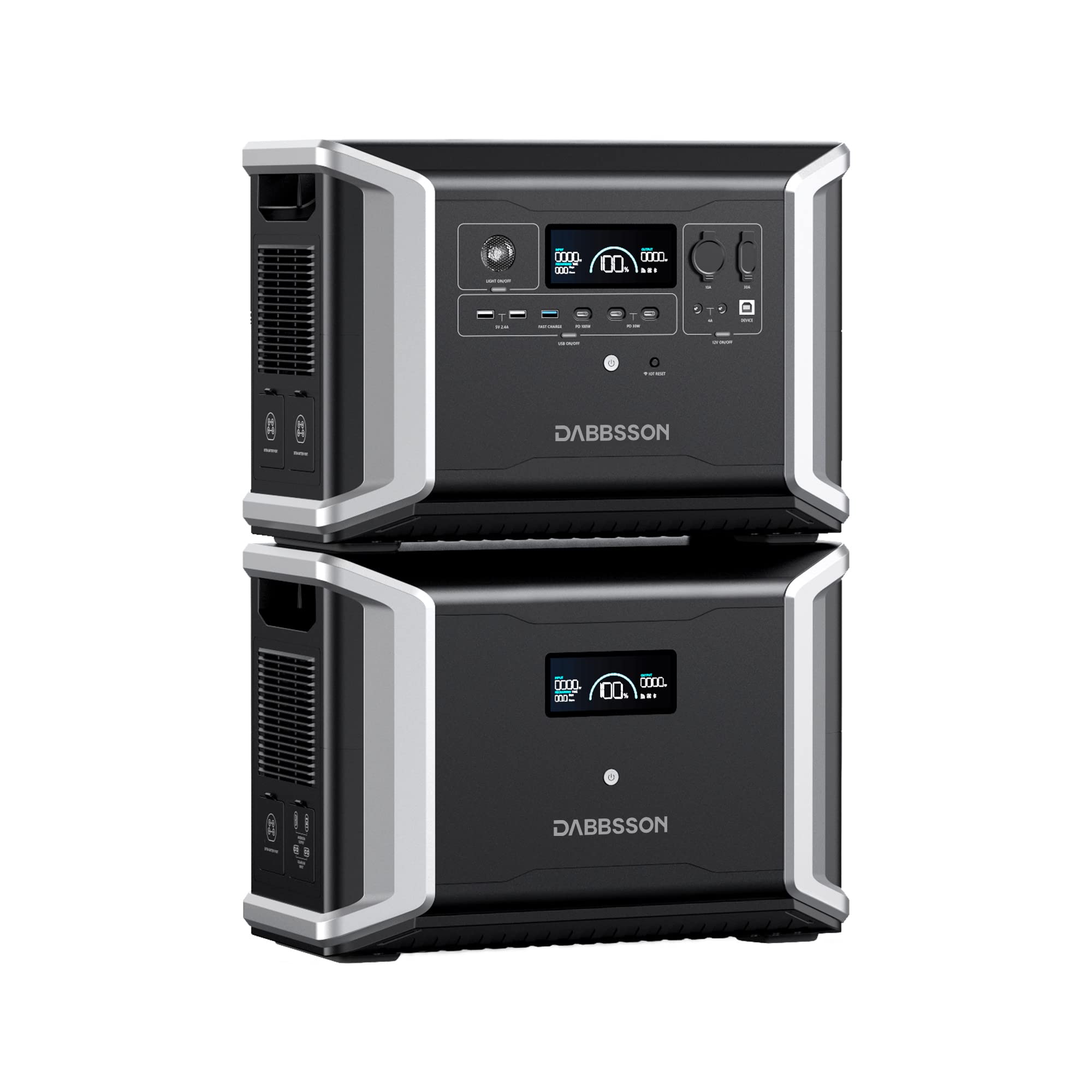 Dabbsson 5.33 kWh Expandable Power Station DBS2300 with DBS3000B Extra Battery, 5 X 2200W AC Outlets, 1800W Solar Input Solar Generator for Home Backup, Emergency, RV Outdoor Camping