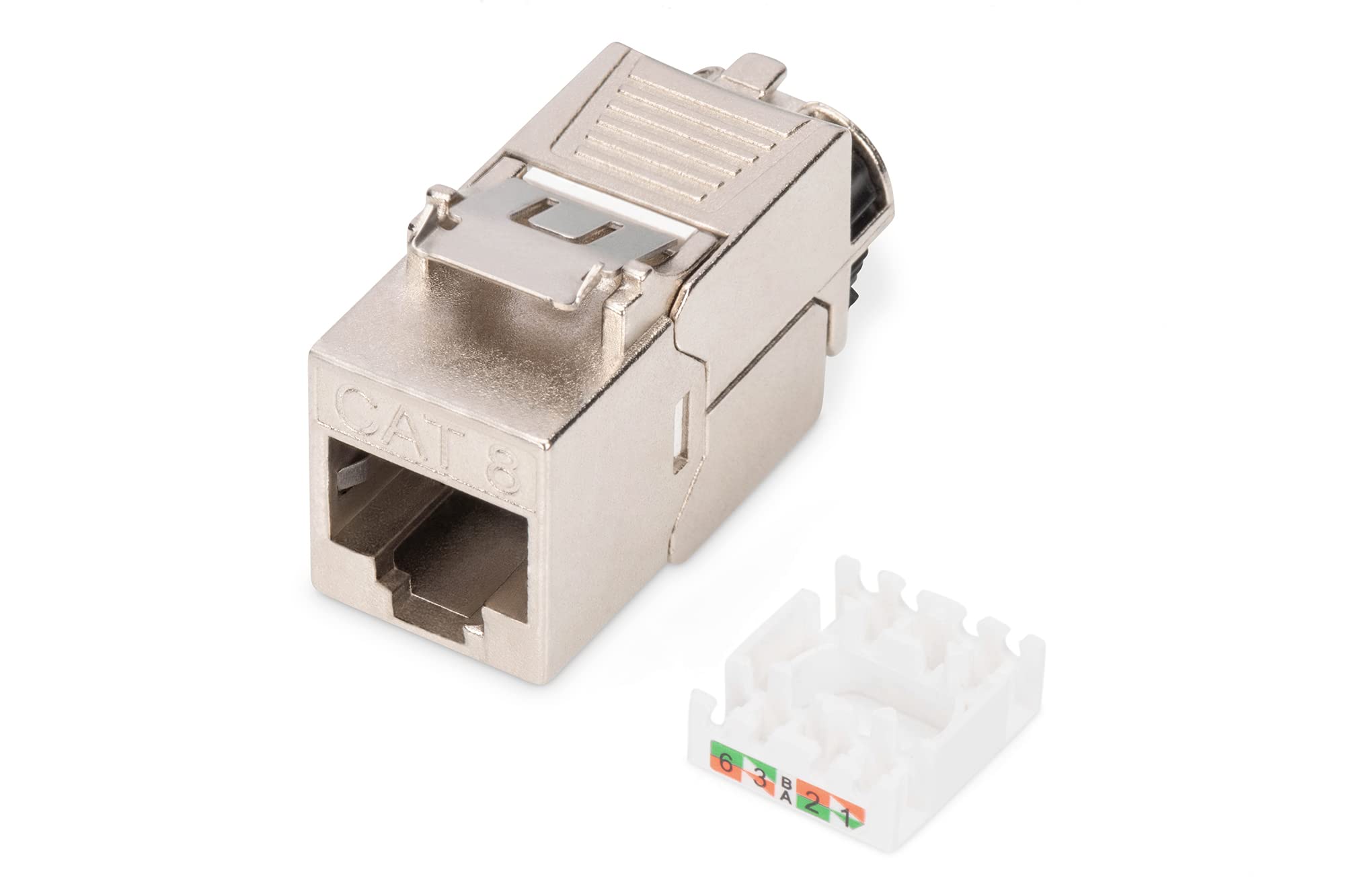 DIGITUS Modulo Keystone Cat 8.1-12 Pezzi - Presa di Rete RJ45 Cat8 schermato - 2000 MHz - 25GBase-T & 40GBase-T - 25 Gbit/s & 40 Gbit/s - AWG 26/7 a AWG 22/1 - Montaggio Senza Attrezzi