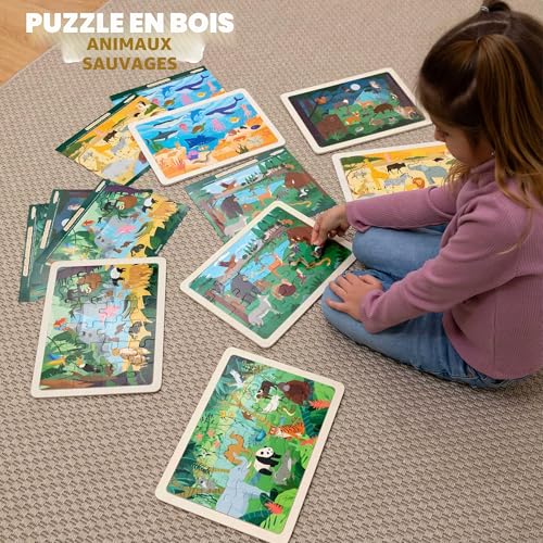 BONNYCO Puzzle Bois Enfant 6 Ensembles 24 Pcs, Animaux de Différents Écosystèmes. Puzzle 3-8 Ans avec Plateau, Jouet Educatif. Cadeau Garcon et Fille, Anniversaire, Noël – vue 9