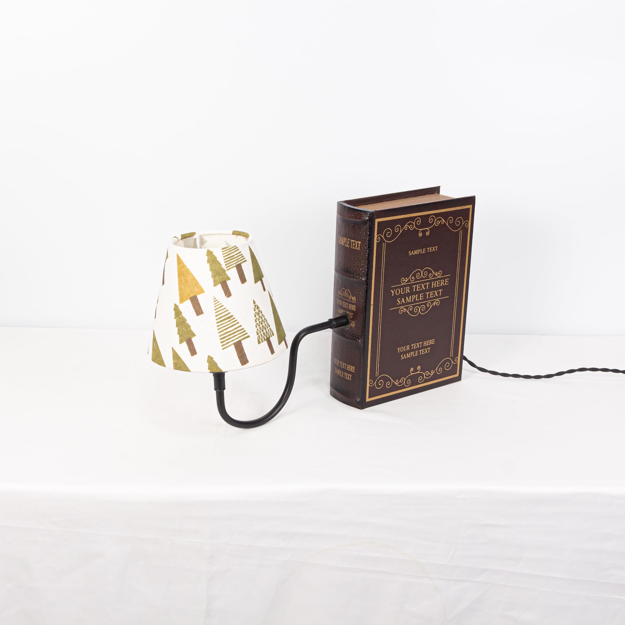 LED Buchlampe mit Fernbedienung, Vintage Dimmbar Nachttischlampe mit Stoffschirm 1xE27-Fassung, Wiederaufladbare Tischlampe Zeitschaltuhr für Nachttisch Beistelltisch -DZ0031