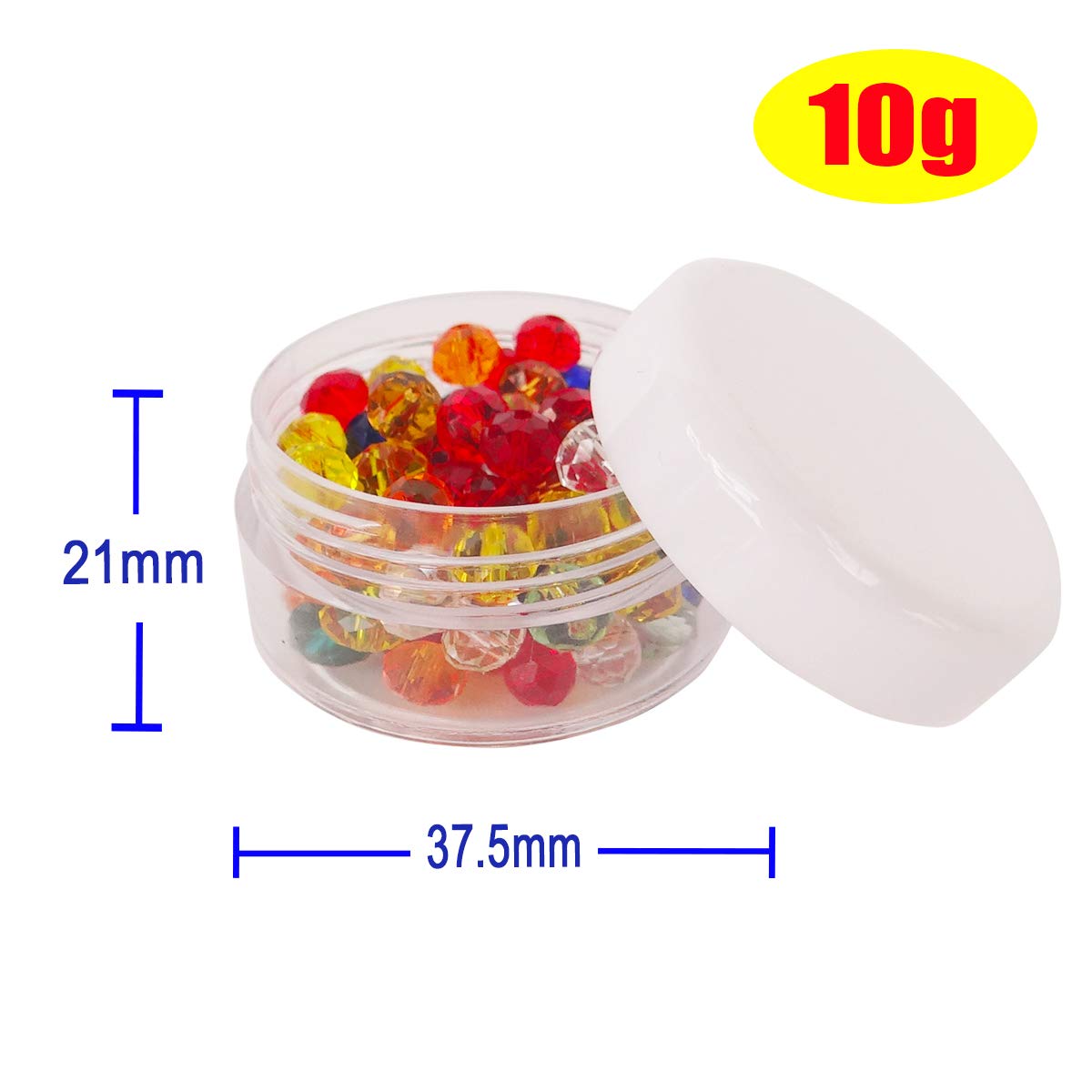 Wopanxye 30pcs 10ml Sample Jars, Empty Refillable Cosmetic Container, Plastic Round Pot White Screw Cap Lid - Image 2