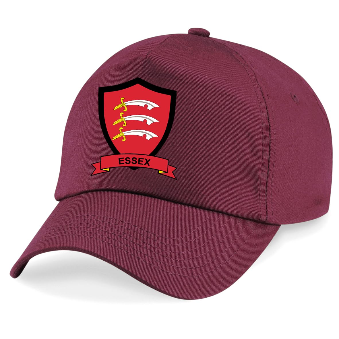 Psave Men's Maroon Essex County Embroidered Baseball Cap Cricket Sport Your County Embroidery (Maroon)