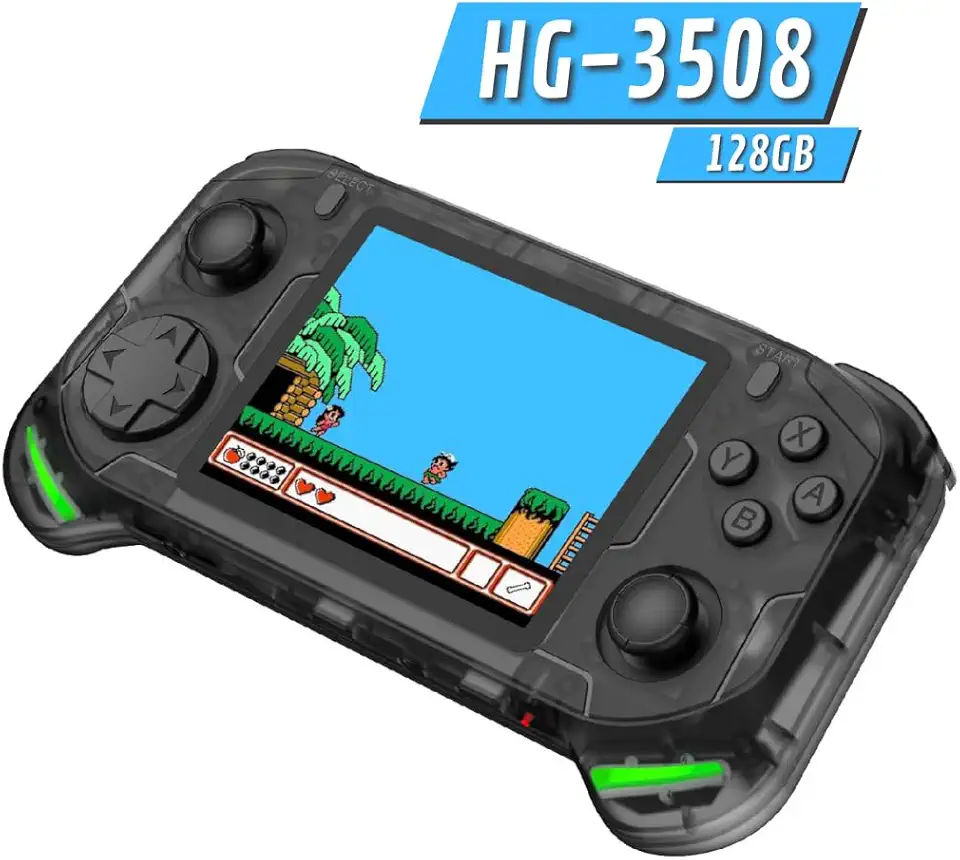 Console Portátil de Jogos Retrô, CPU Cortex-A35 1.5GHz, 1GB RAM, 128GB ROM, Tela IPS HD 3.5 Polegadas