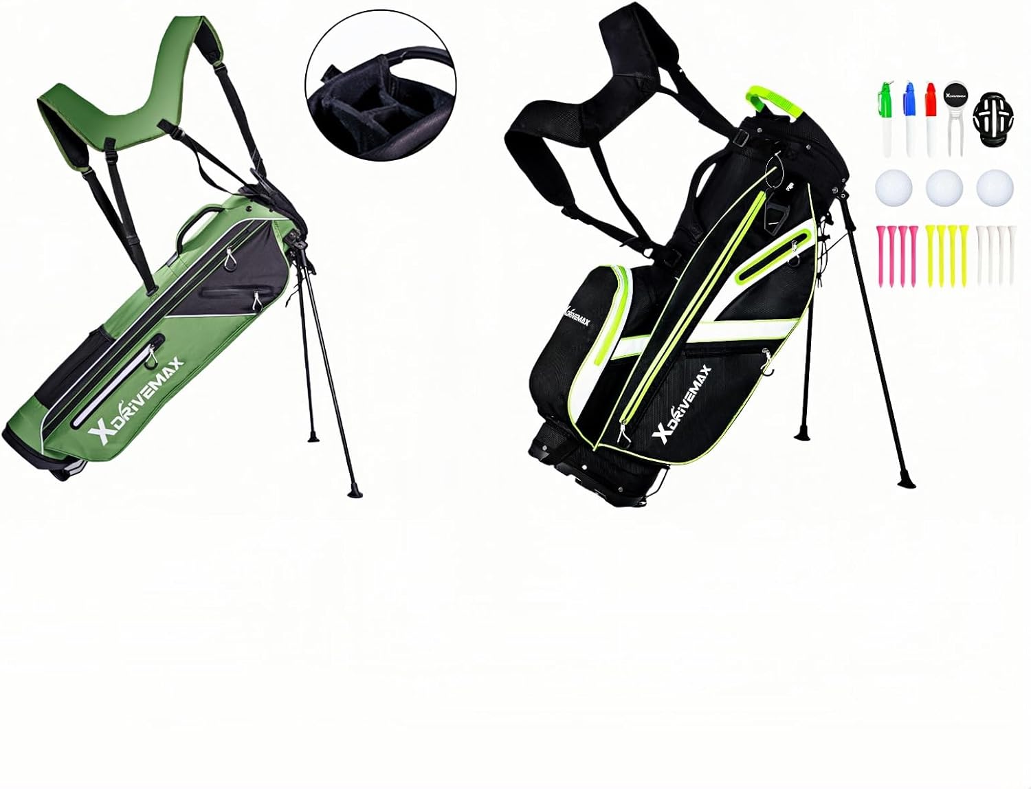Golf Stand Bag, Lightweight Golf Bag with Stable Stand,Compact Design Featuring Easy-Carry Shoulder Straps, 4-Way Top & 8-Way Top, Essential Storage Pockets
