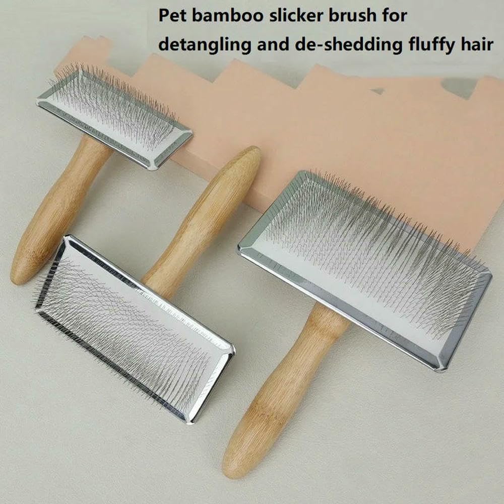 DYRBF Brosse peigne pour chien à poils longs Brosse pour chat Brosse de voiture Poils d'animaux en bois massif Brosse de massage pour chat Brosse de toilettage pour animaux domestiques