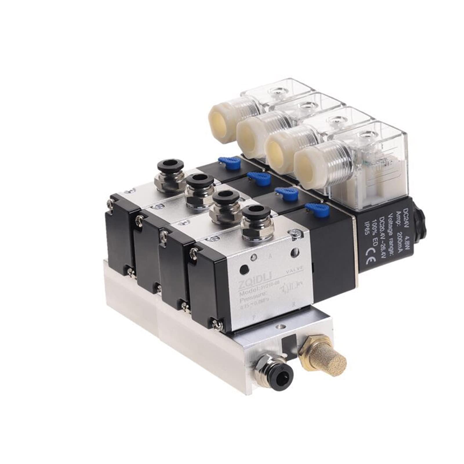 Válvula solenoide, válvula solenoide de aire neumática Combinación de 2 vías, 3 vías, 4 vías, 5 vías 3V210-08 DC12V DC24V AC110V AC220V (color: 4 vías 3V210 w 6 mm, especificación: AC 220 V) (Color :
