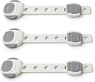Toilet Locks Baby Proof, Child Safety Cabinet Locks, Fridge & Drawer Locks | SKYROKU, 3-Pack, Strong 3M Adhesive, Adjustable Strap, Fits Drawers, Fridge, Cabinets. Non-Toxic, Easy Install