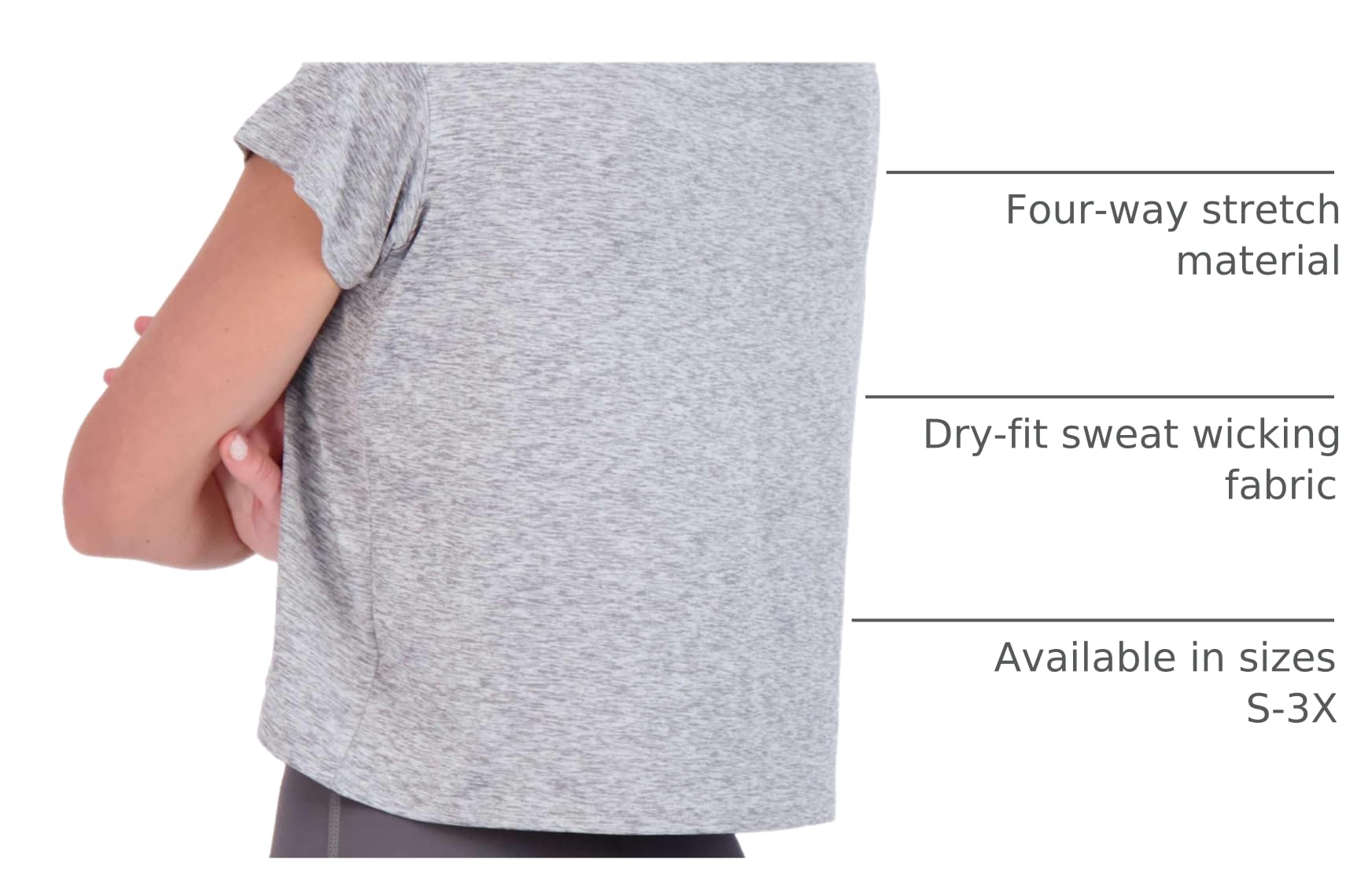 Real Essentials 5 Pack: Women's Dry Fit Crop Top - Short Sleeve Crew Neck Stretch Athletic Tee (Available in Plus Size): Standard Medium Set 11