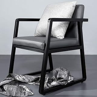 HYY-AA Silla de comedor Sillón completamente de acero Volver Silla de cena de cuero suave lleno de Silla minimalista de diseño adecuados for sillas de restaurante de cocina (Color: Gris, Tamaño: 54x60