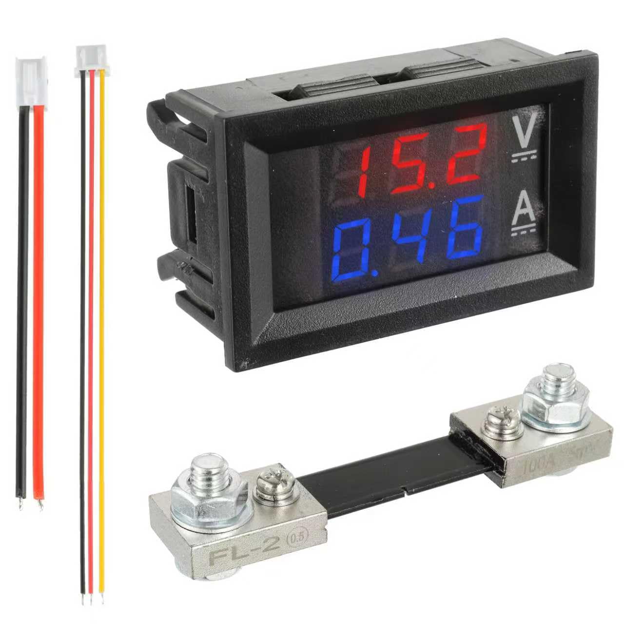100A DC 0-100 V LED Digital Voltímetro Amperímetro, LED Indicador de color Rojo y Azul Panel de Medidor de Corriente de Voltaje Amp Voltímetro