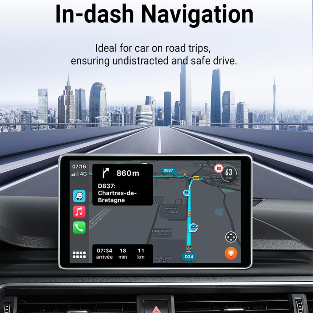 Zymoplas Adattatore per gioco per auto wireless 2 in 1 con trasparente Adattatore per gioco per auto wireless per Android Plug Play