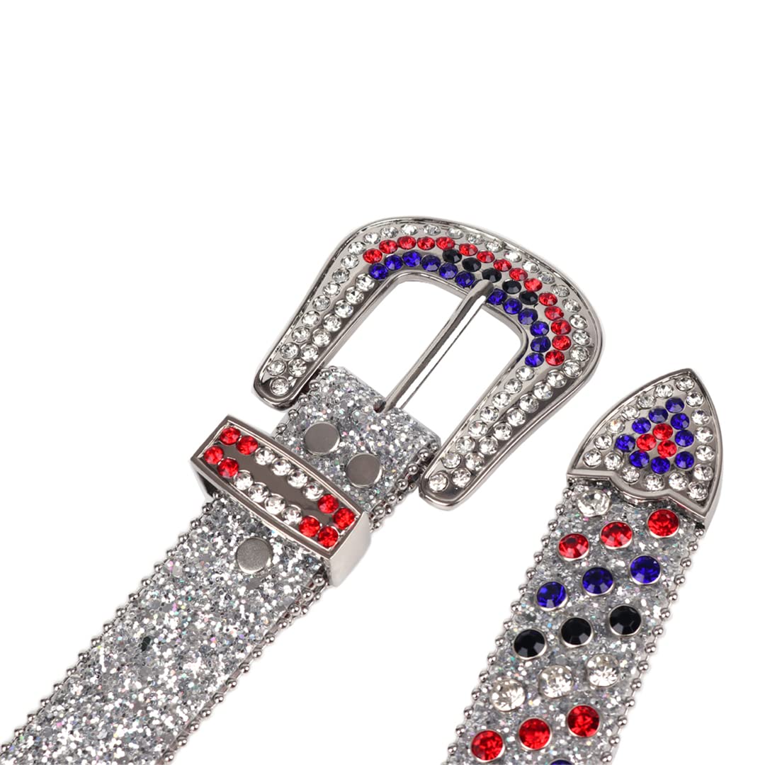 Moda Western Bling kryształ górski pasek kolorowy diament luksusowy sznurek z ćwiekami pasek damski męski do dżinsów ciemnoniebieski 112 cm