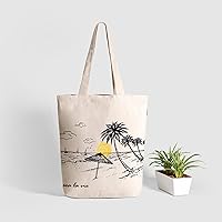 Vista 2 de Ecoright - Bolsa de mano para mujer con cremallera, bolsa de mano pequeña, bolsa de lona, bolsa de algodón reutilizable para playa, comestibles