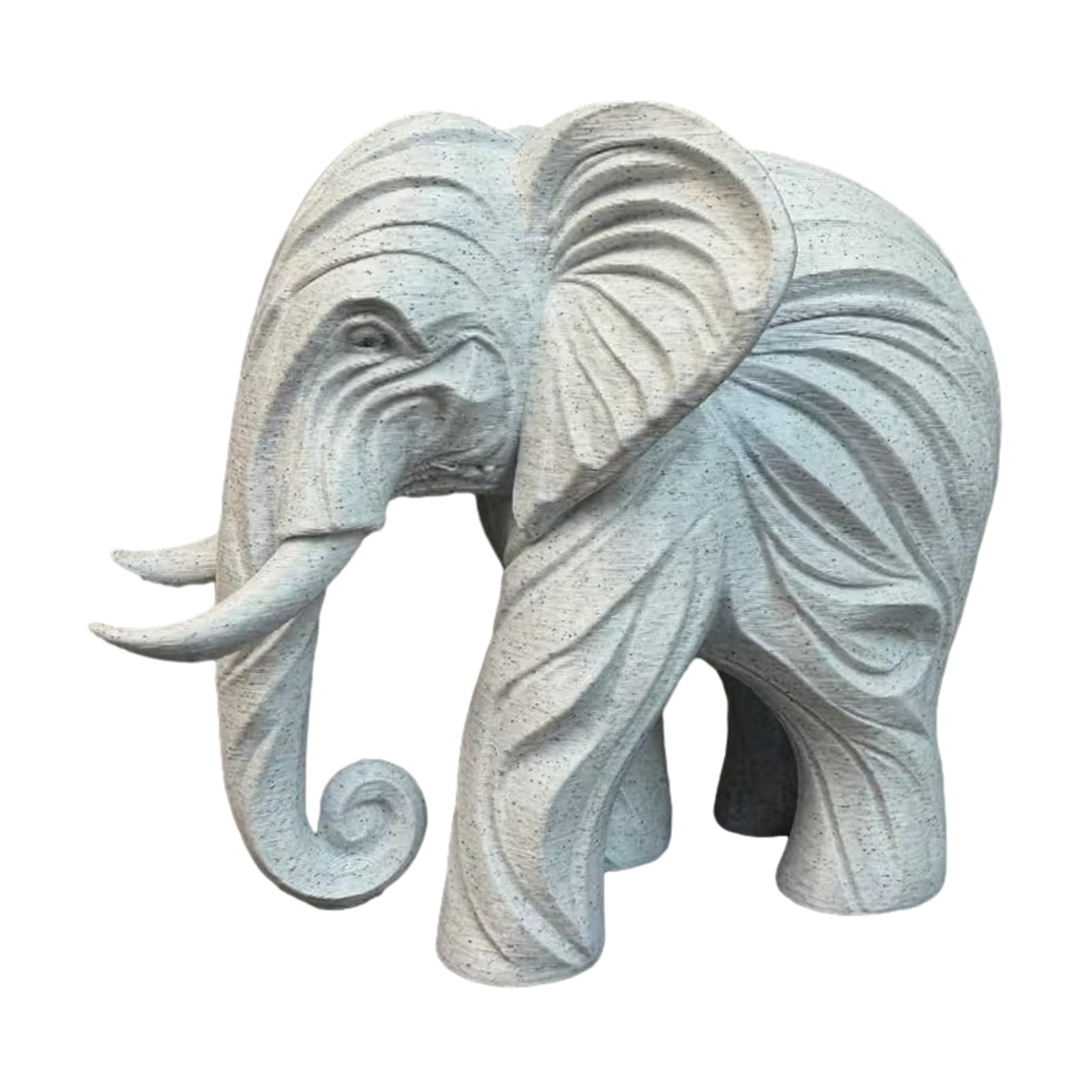 RetroNest 3D Printed Elephant Figurine, Modern Abstract Elephant Statue for Home Decor, Unique Desktop Ornament Sculpture, Durable PLA Art Piece for Shelf, 9.5cm White
