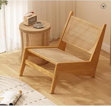 Kangaroo Sofa Armrest Rattan Chair Living Room Fashion Leisure Chair with Backrest Wooden Modern Easy Assembly Bedroom Single Sofa Chair Home Stay Recliner Chair No Armrest, Natural