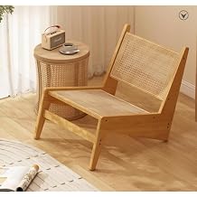 Kangaroo Sofa Armrest Rattan Chair Living Room Fashion Leisure Chair with Backrest Wooden Modern Easy Assembly Bedroom Single Sofa Chair Home Stay Recliner Chair No Armrest, Natural