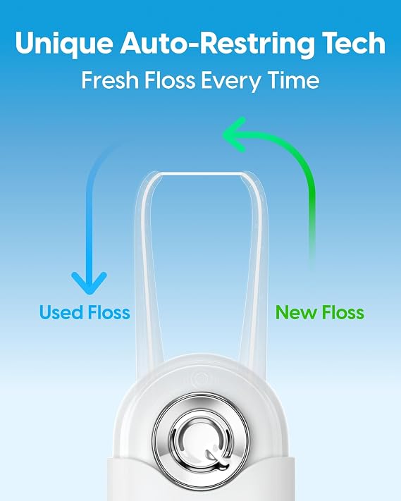 UpFlosser C1S Reusable Auto-Restringing Flosser with Replaceable Floss Capsule, Quick & Deep Clean, Portable On-The-Go Flosser, Recyclable Zero-Waste Design, Super Mint (Abyss Black)