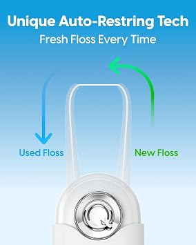 UpFlosser C1S Reusable Auto-Restringing Flosser with Replaceable Floss Capsule, Quick & Deep Clean, Portable On-The-Go Flosser, Recyclable Zero-Waste Design, Super Mint (Abyss Black)