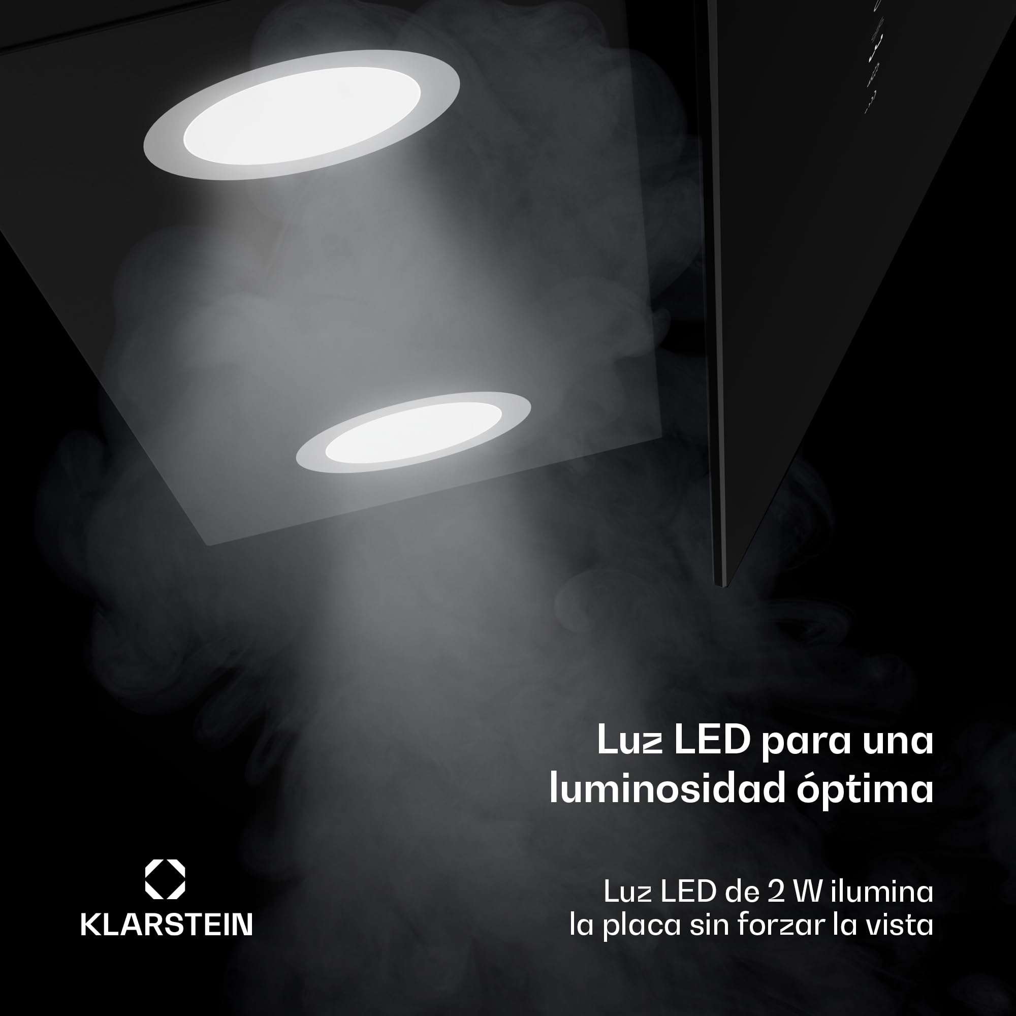 Klarstein Alina Campana Extractora - 60cm Decorativa, 600 m³/h, Control Smart, LED, Clase A, Recirculación, 68 dB, Negro — view 5