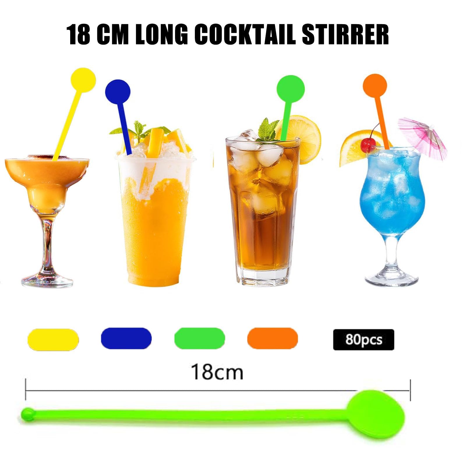 Accesorios de Decoración para Cócteles, 80 Piezas Palitos de Coctel Brochetas, 18 cm Palillos para Cócteles para Frutas, Reutilizables/Hawai, para Frutas/Cumpleaños/Fiesta