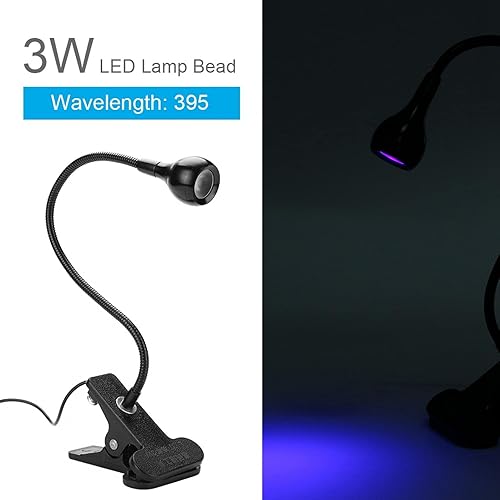 Miniatura 6 de Luz negra LED UV, 3 W, 395 nm, mini luz negra, accesorios USB, lámparas de curado ultravioleta, lámpara portátil de cuello de cisne con abrazadera
