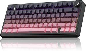 AULA F75 Pro Wireless Mechanical Keyboard,75% Gasket Hot Swappable Custom Keyboard,RGB Backlit,Pre-lubed Reaper Switches,Side Printed PBT Keycaps Mechanical Gaming Keyboards, Pink&Black
