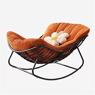 GXXINGIN Mecedora para Interior y Exterior con otomana, sillón Acolchado de Tela para Siestas, Mecedora de Acero, cómoda Silla Decorativa para Dormitorio, Sala de Estar y Oficina (Naranja, sin reposa