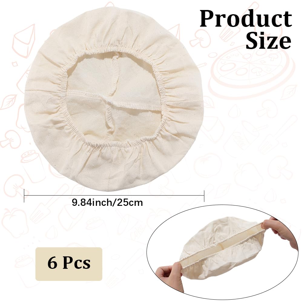 CREATCABIN 6Pcs Bread Proofing Basket Cloth Liner Bread Basket Liner Cloth 9.84Inch Round Baking Dough Basket Cover Natural Rattan Banneton Proofing Cloth for Sourdough Bakery Home Baking Supplies - Image 2