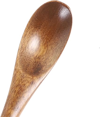 Miniatura 6 de Operitacx 4 cucharas de madera, cucharas de mezcla de madera de mango largo a granel, cucharas de té largas para cuchara de miel, mezcla, agitar,
