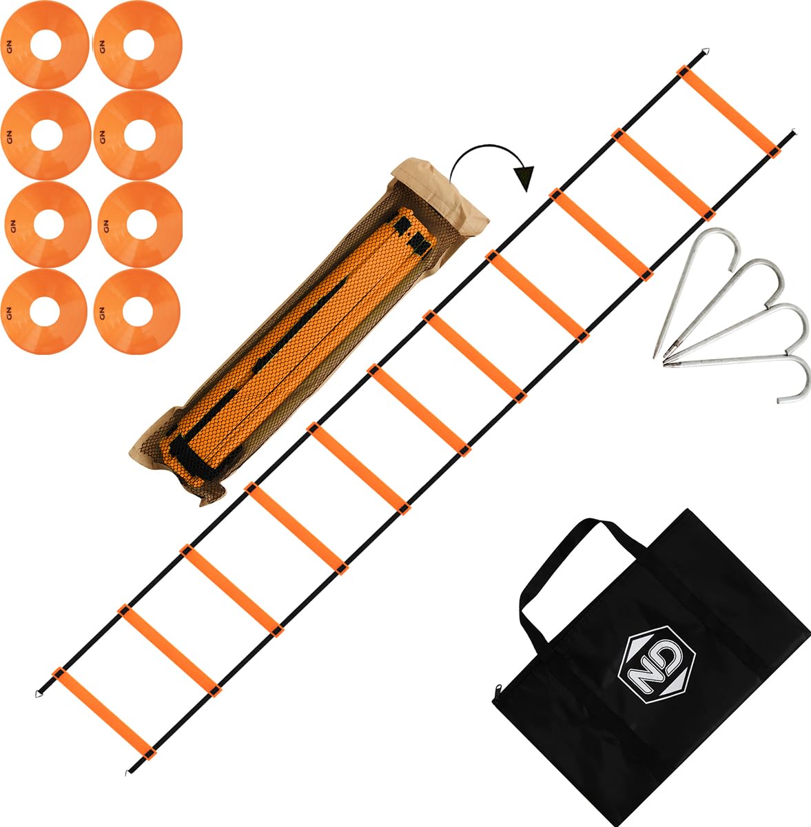 ND SportsND Speed Agility Football Training Exercise Ladder Kit With Drill Cones Pegs