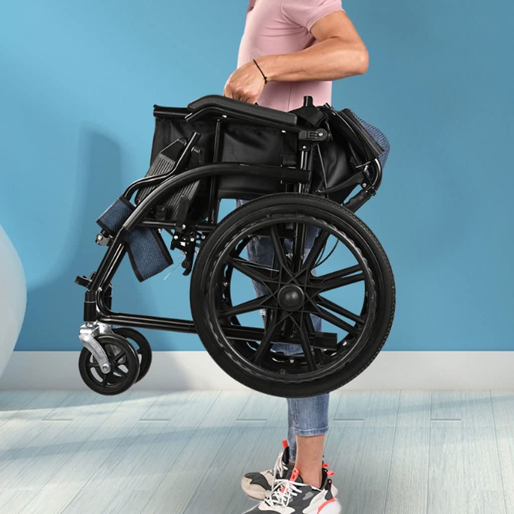 Transportstuhl Manueller Rollstuhl, Leichter Klapptransport-Rollstuhl, tragbarer Reise-Rollstuhl, Flip-Backs-Arme, Sit-Breite 18 Zoll Faltbarer Rollator-Rollstuhl (Color : B)