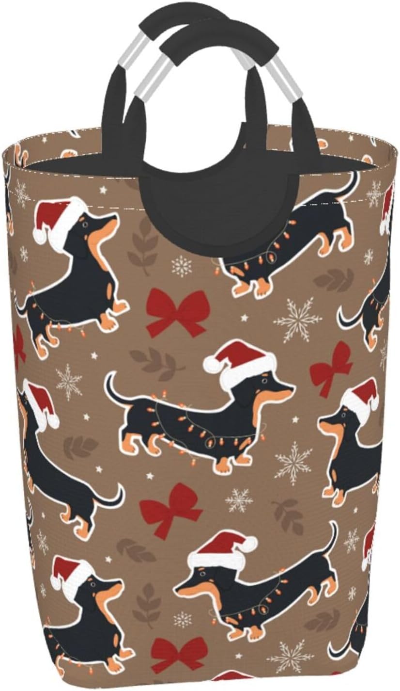 Christmas Dogs Laundry Basket Organizer Nursery Storage Baskets Box Collapsible Laundry Hampers with Handles for Travel Clothes Toys Organizer Bathroom