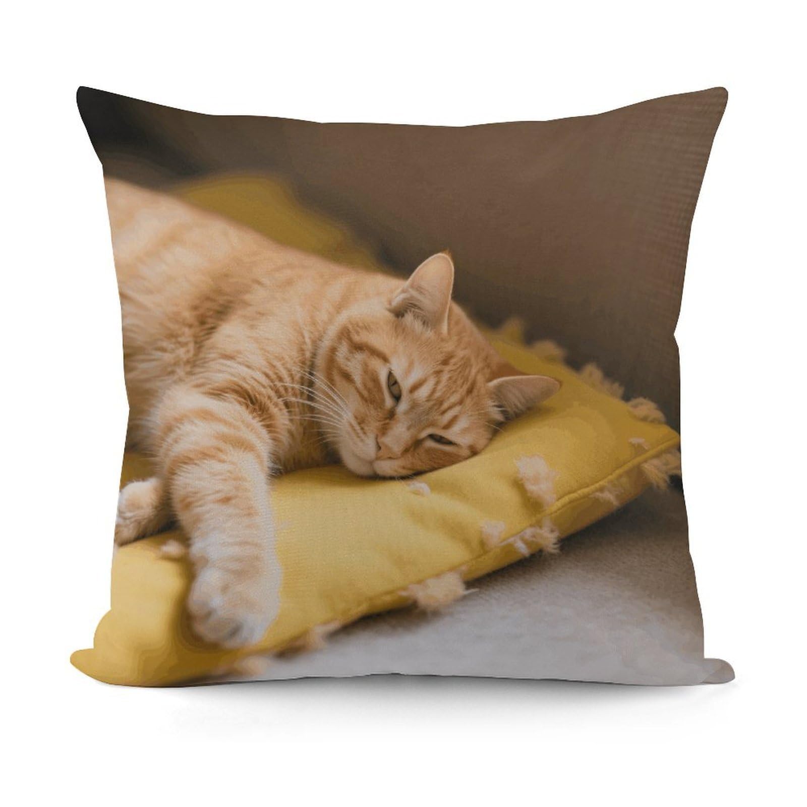 VstaDank Cozy Cat Throw Pillow Covers Fade-Resistant Removable Pillowcase Square Cushion Case Cozy Pillow Case Breathable Pillow Protector Soft Pillow Shams 18"x18"