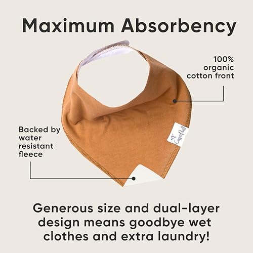 Miniatura 3 de Copper Pearl Paquete de 4 baberos de algodón suave para babeo y dentición, baberos absorbentes para bebés niñas y niños, ajustables para adaptarse a