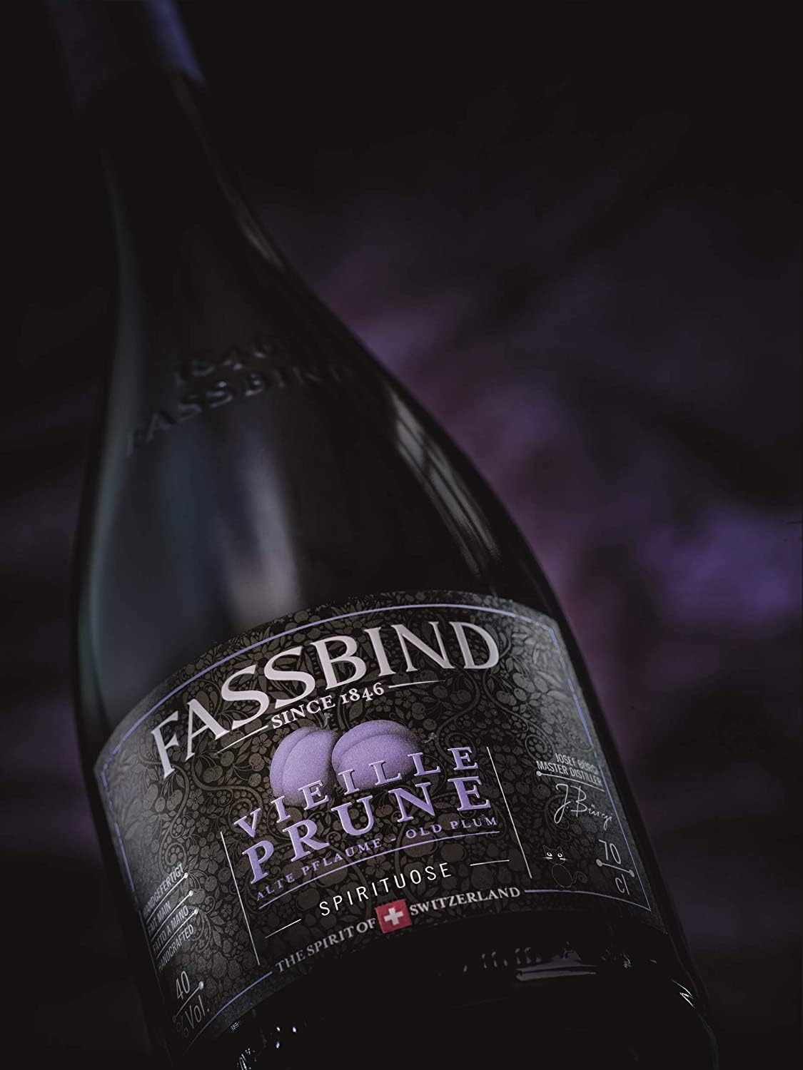 Fassbind Vieille Prune (1 x 0.7 l) - Edler Schweizer Obstbrand aus vollreifen Pflaumen mit 40% vol. Alkohol