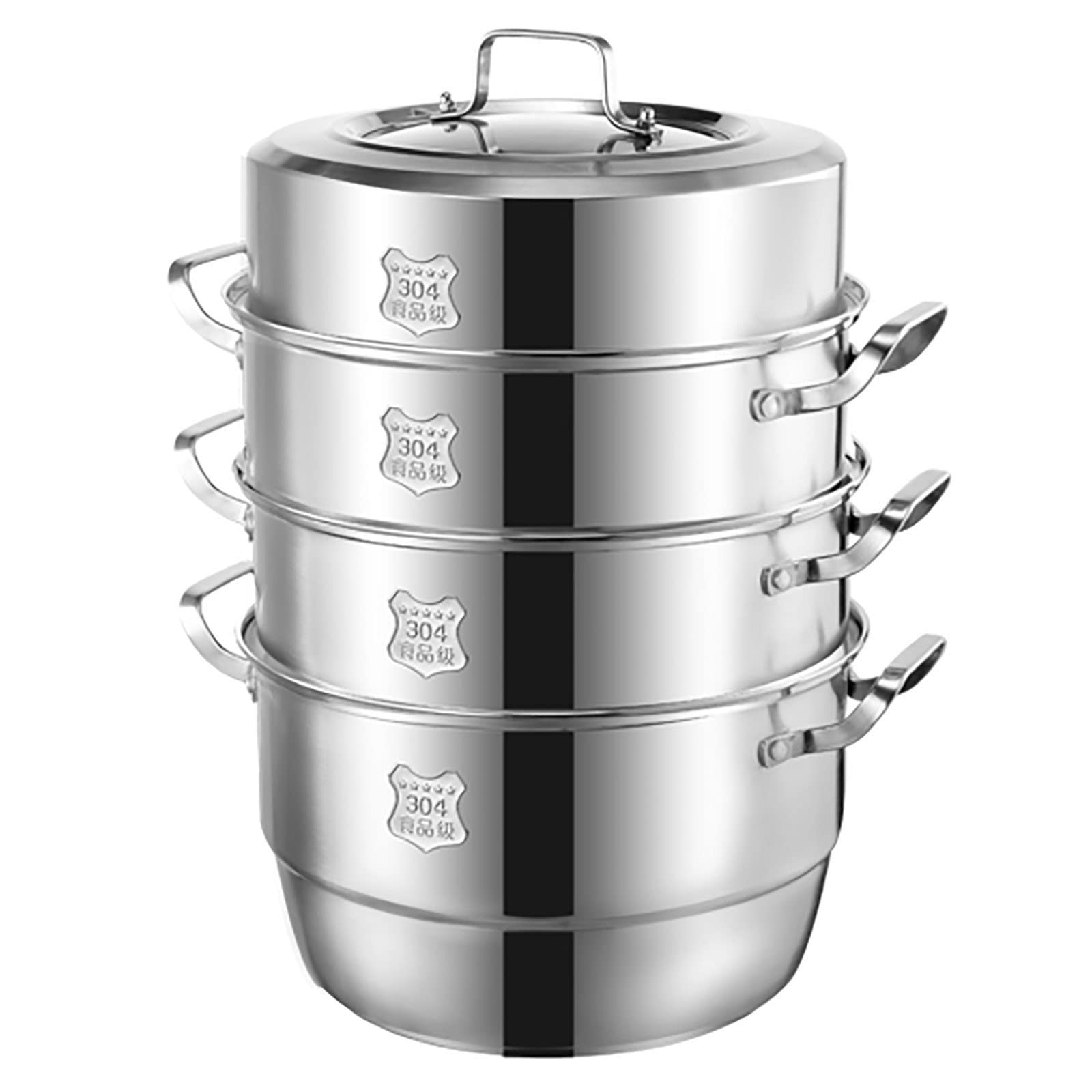GTHTUHFD Steamer Pot/Soup Pot/Thick 304 Stainless Steel,Heat-Gathering 3-Layer Composite Pot Bottom,Steamed Seafood,Stewed Chicken Soup,28Cm,