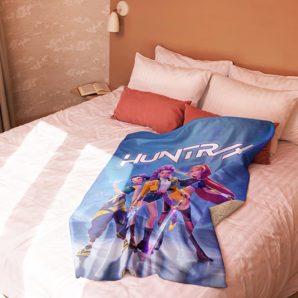 KPop Demon Hunters Huntrix Sherpa Blanket, Ultra-Soft Plush Throw Blanket for Adults, Teens, Kids - Officially Licensed - 37 in x 57 in