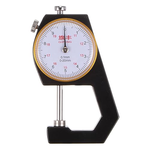 HARFINGTON Medidor de grosor 0.000-0.787 in | Probador de grosor de esfera mecánica de 0.004 in, herramienta de medición manual, cabeza plana para