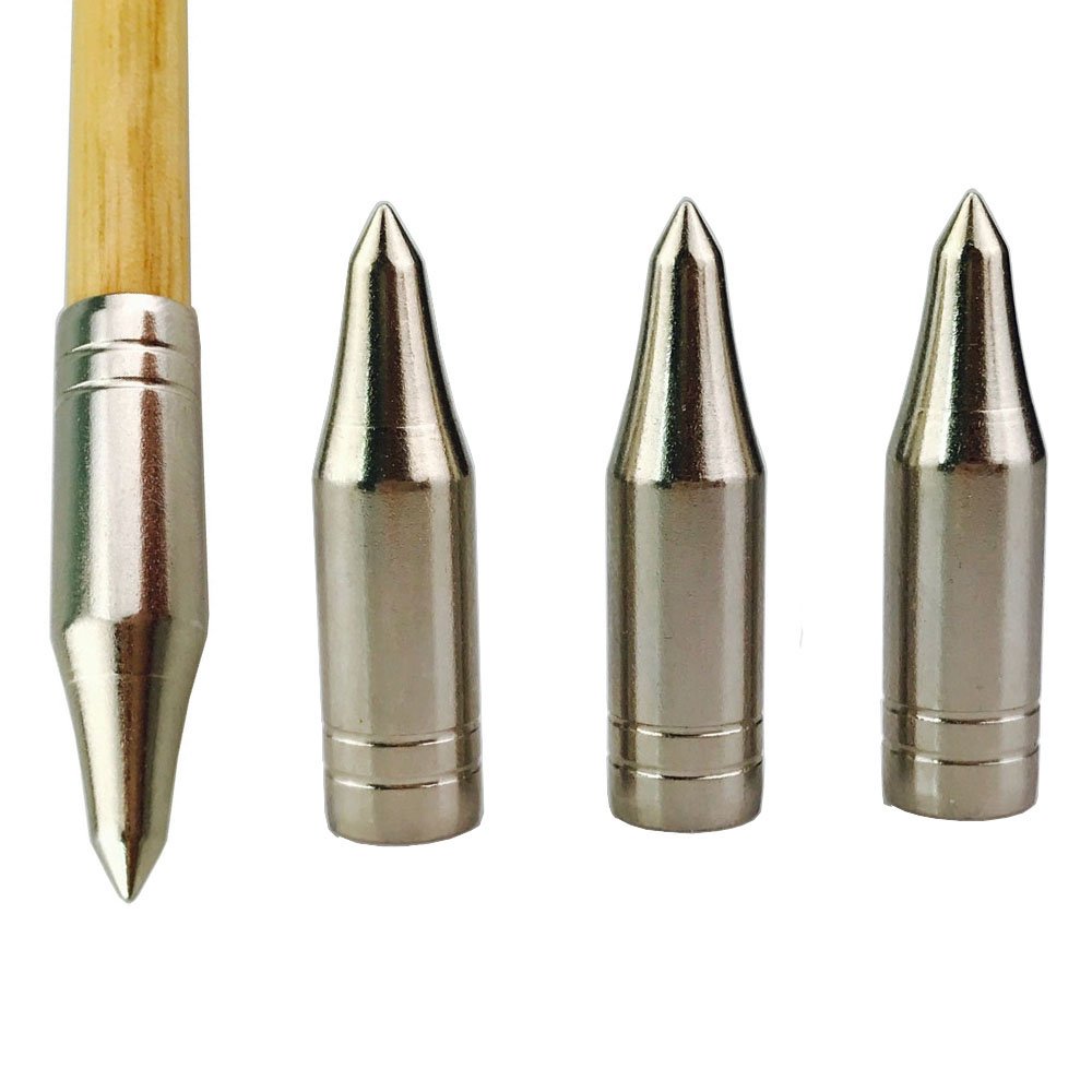 24pcs Archery Points Arrowheads Glue On Arrow Field Points Hunting Target Arrow Tips Bullet Points for 8mm Diameter Bamboo Wooden Arrows (Silver)