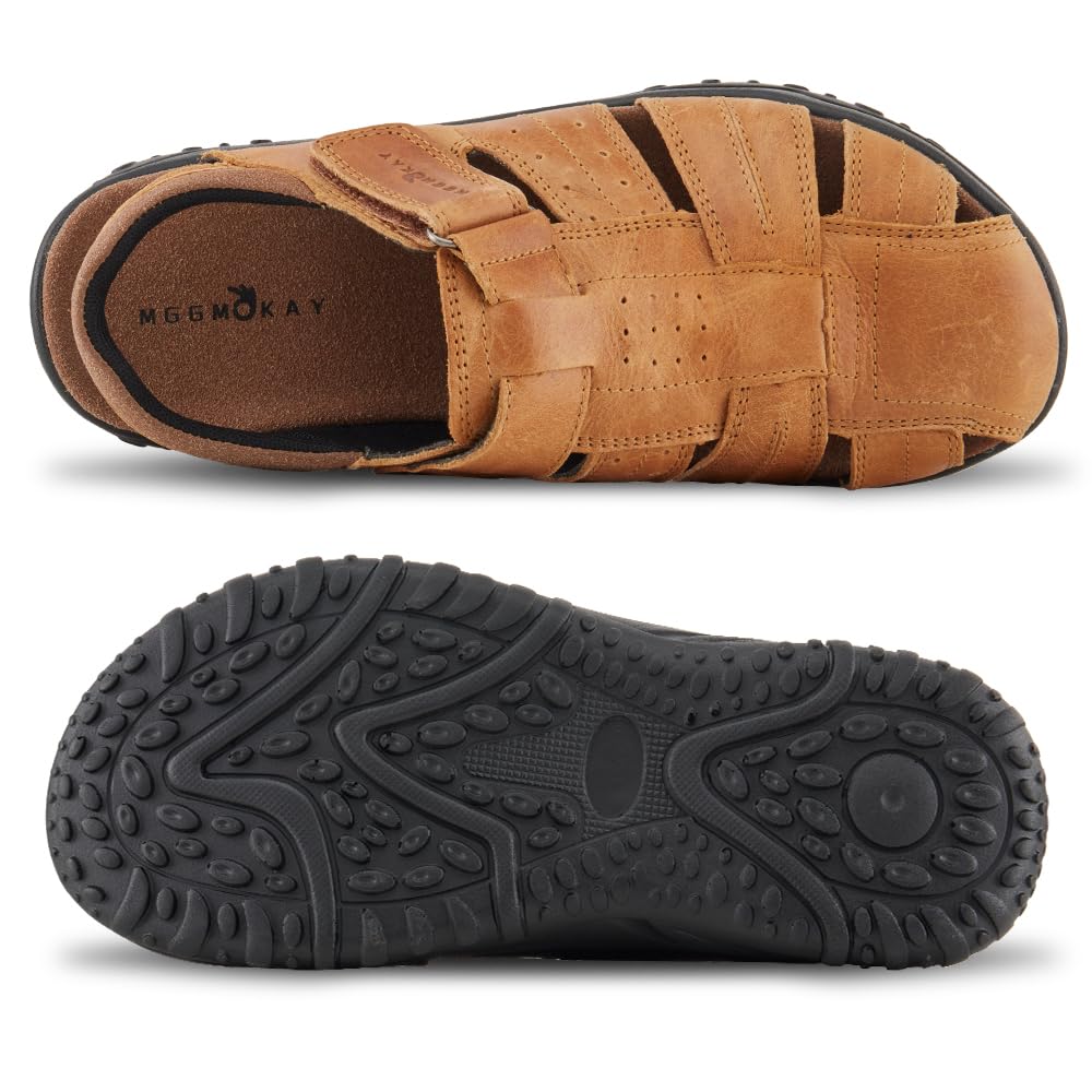 MGGMOKAY Sandalias Cuero Hombre Trekking Sandalia Hombre Verano
