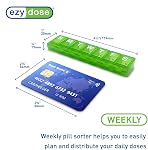 Ezy Dose Weekly (7-Day) Pill Organizer, Small Medicine Planner, Green | Daily Vitamin Box & Supplement Case, Locking Compartments to Secure Prescription Medication, Travel-Friendly, BPA-Free