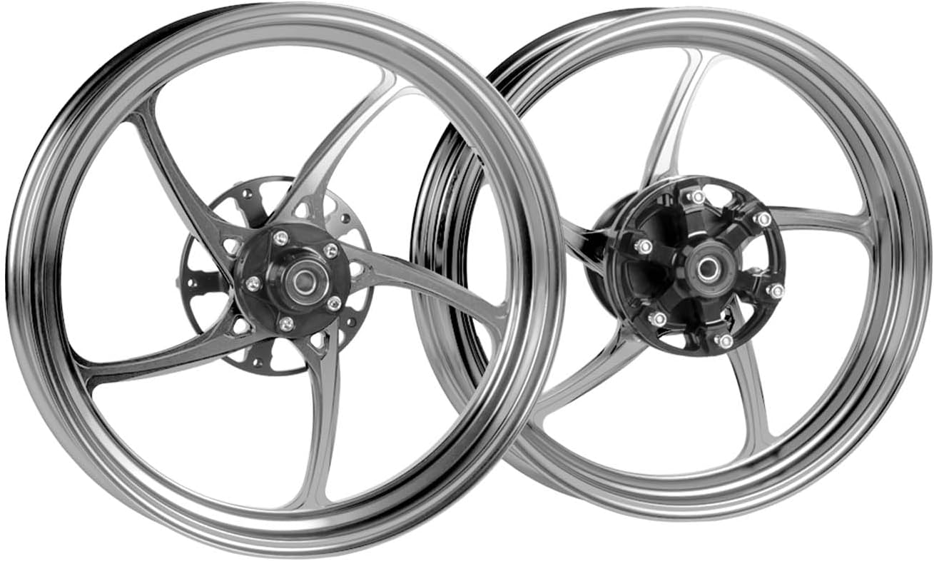 MOS Forged Aluminum Alloy Rims Wheels for Yamaha YZF R3 R25 MT03 MT25 2015-2023 and YZF-R15 MT-15 2018-2023 (Silver, R15 MT-15 2018-2023)