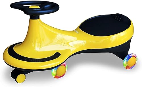Coche oscilante, ruedas intermitentes LED, para niños y niñas, sin baterías, engranajes o pedales, giro, giro, movimiento de movimiento para