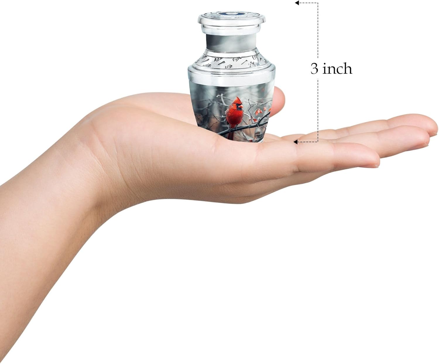 Cardinal Urn for Ashes, Small Urns, Silver Urns for Human Ashes Adult Male, Cremation Urn for Ashes, Urns for Human Ashes Adult Man, Keepsake Urns for Human Ashes, Pet Urn for Ashes