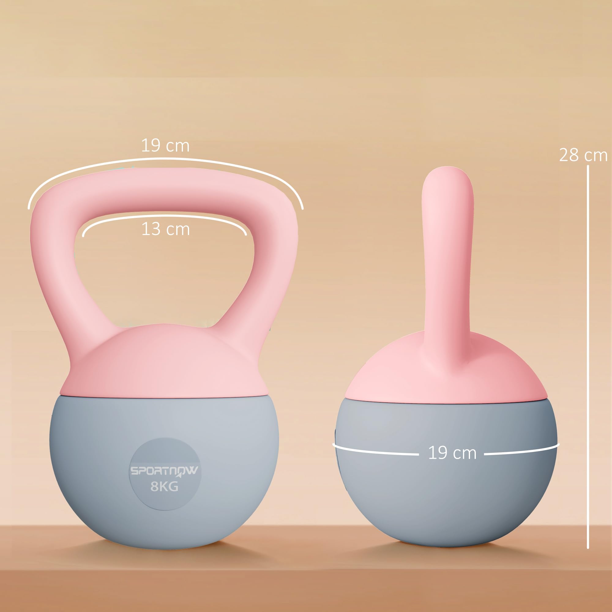 SPORTNOW Pesa Rusa 4-12 kg, Soft Kettlebell Relleno de Arena Metálica y Mango Antideslizante, para Entrenamiento Culturismo en Casa, Gimnasio