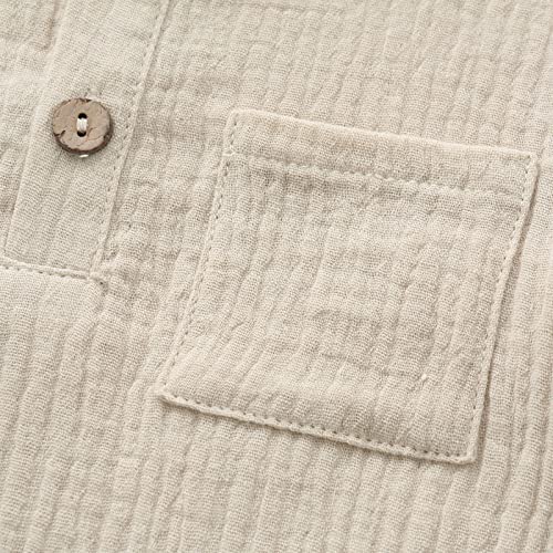 Ashmyova Boys Cotton Linen Shirt Toddler Boys Button Up Pocket Long Sleeve Blouse Dress Shirts Fall Tees Tops4