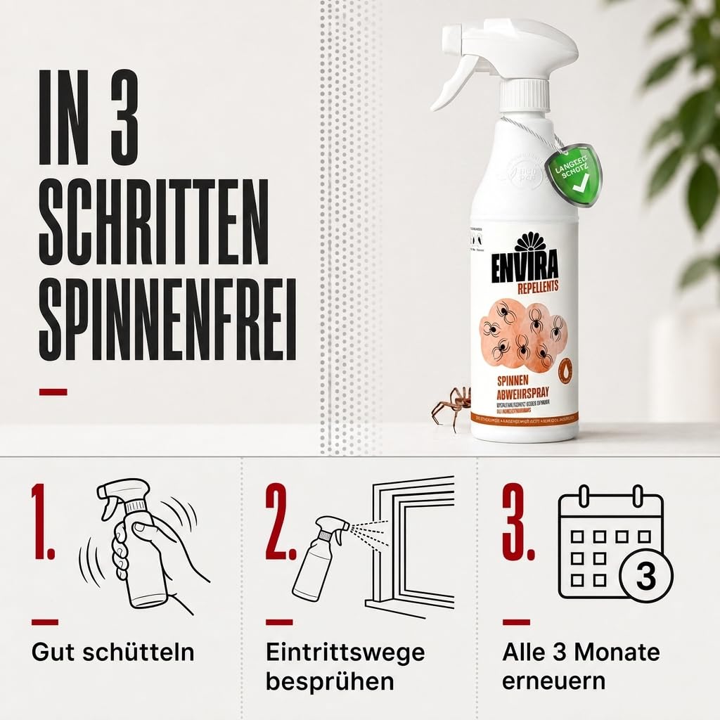Envira Spinnenspray 500 ml + 2 x 2 Liter - gegen Winkel- & Kreuzspinnen