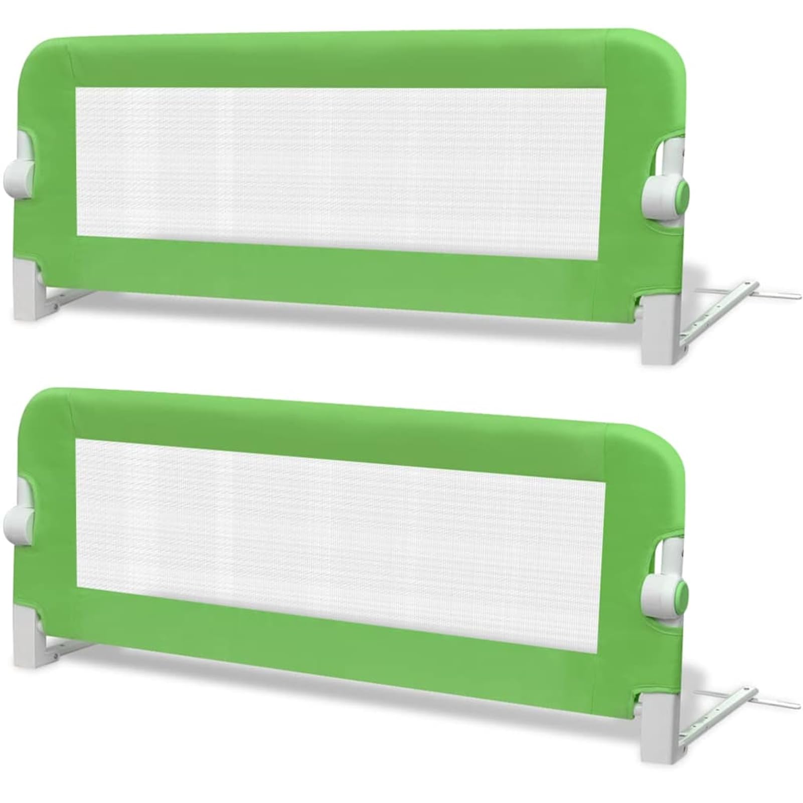 Gecheer Kleinkind-Bettschutzgitter 2 STK Grün 102x42 cm, klappbar, für Kinder- und Einzelbetten, Matratzen 10-20 cm, für 18 Monate bis 5 Jahre, Polyester-Netz, Metallschlauch