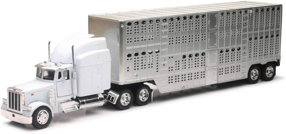 New-Ray 1:32 Peterbilt 379 Pot Bell Live Stock,White
